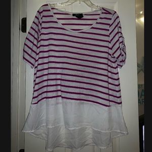 Link and white stripped, layered knit top